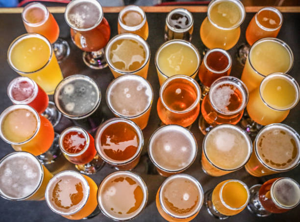 many glasses of craft beer